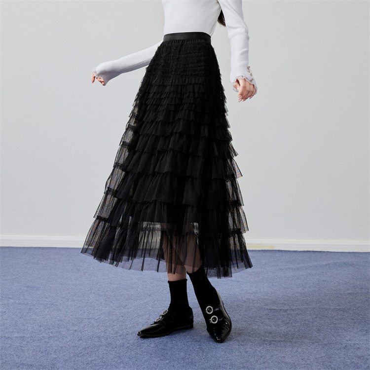 Women's Clothing Spring And Summer New High Waist Mid-length Design Full Of Versatile Slimming Fairy Lady Skirt