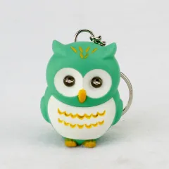 Luminous Sound Cartoon Owl Car Interior Design Accessories Keychain Pendant - Green - View 1