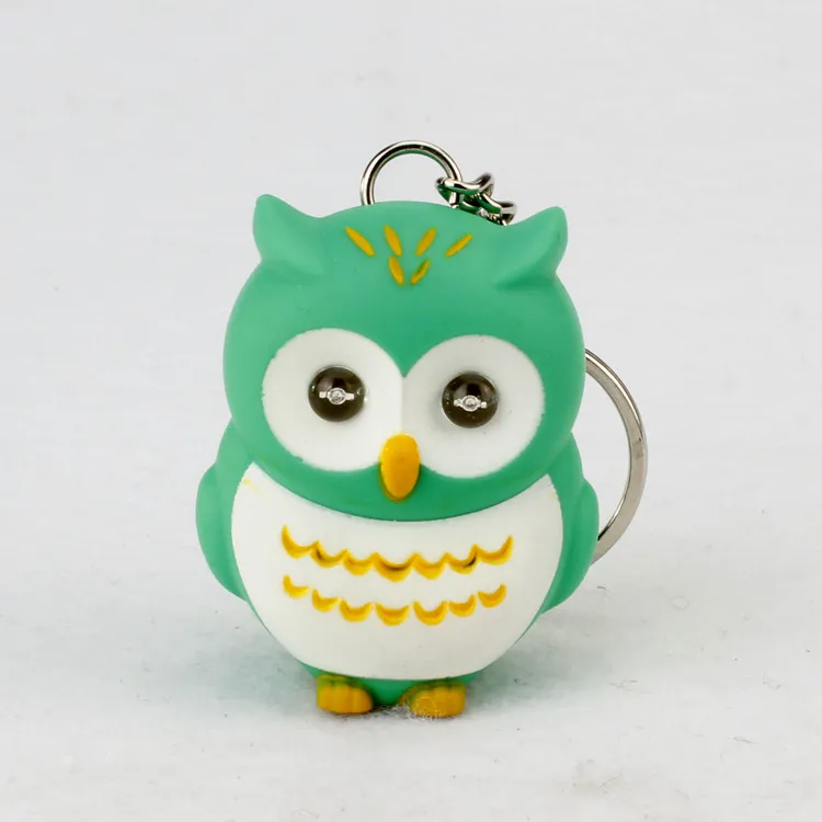 Luminous Sound Cartoon Owl Car Interior Design Accessories Keychain Pendant - Green