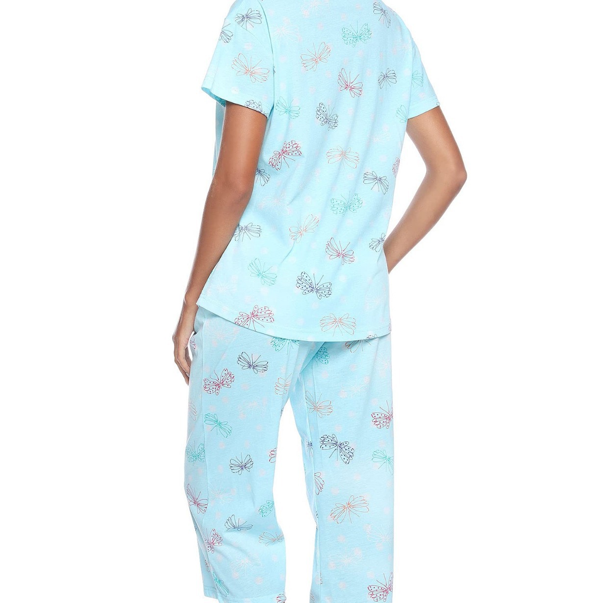 Short-sleeved Cropped Pants Suit Knitted Cotton Plus Size Women's Pajama Suit Suit