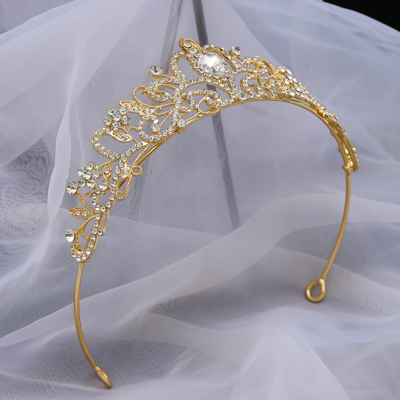 Electroplated Alloy Women's Semicircle Crown With Diamond
