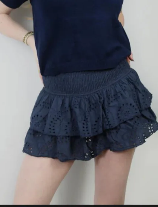 Women's Skirt Pleated Ruffle Print Blue - Shop at LoveMi
