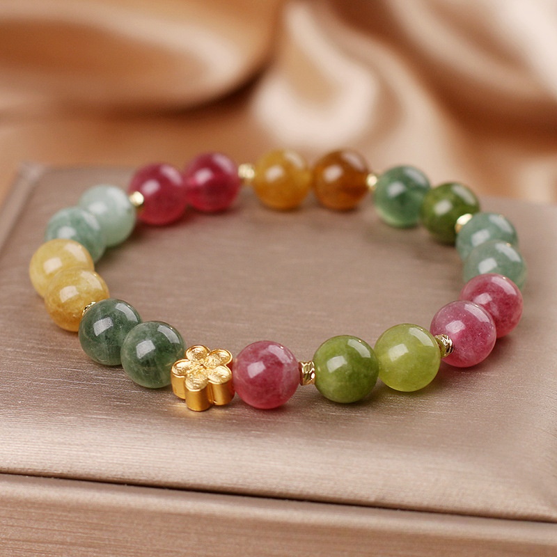 Natural Color Tourmaline Beaded Bracelet Female Light Luxury Minority Design