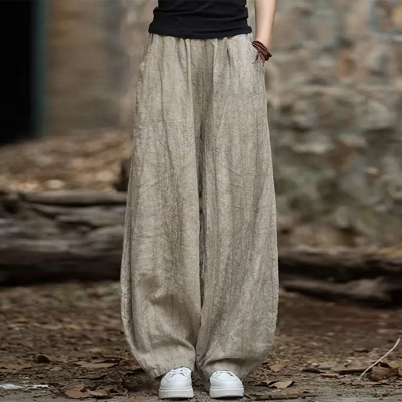 Retro Tie-dye Distressed Cotton-linen Casual Pants