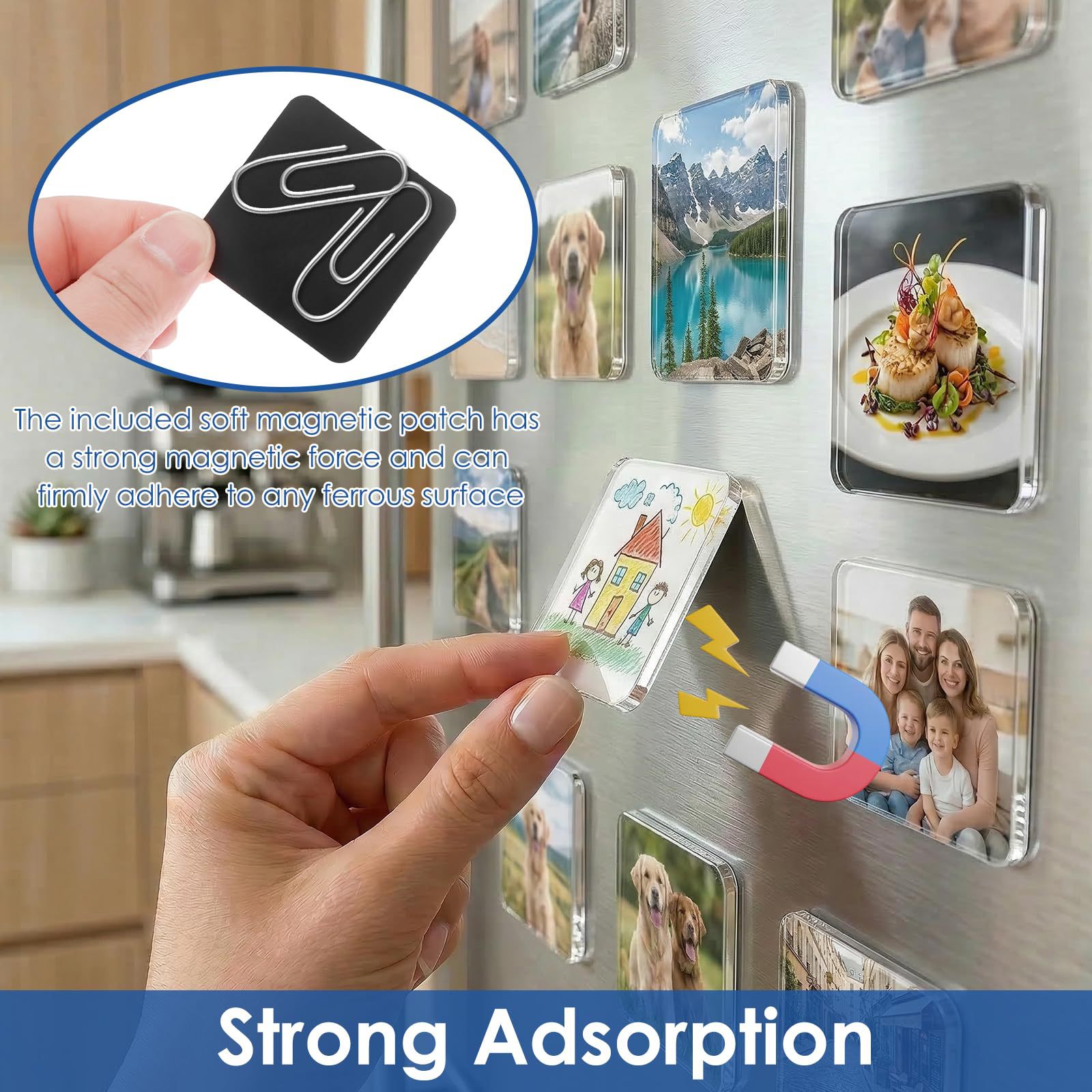 DIY Refrigerator Magnetic Photo Frame With Adhesive Backing