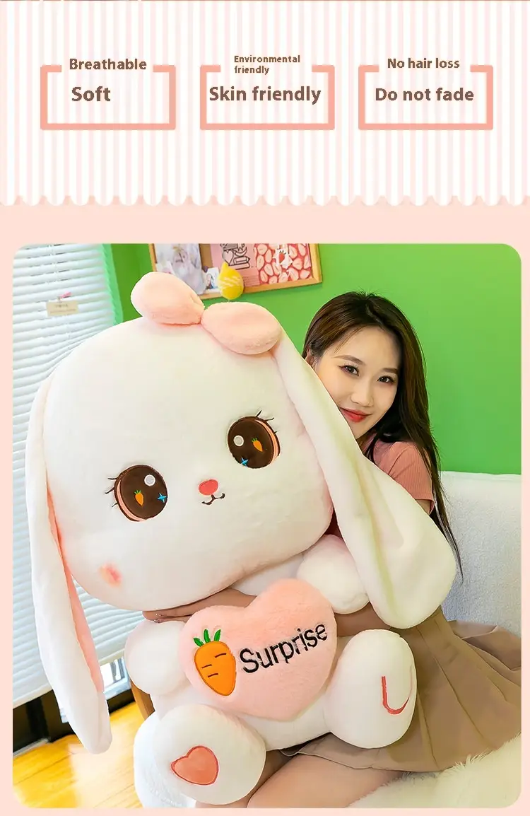 Cute Heart-hugging Radish Rabbit Plush Toy Lop-eared Rabbit Doll