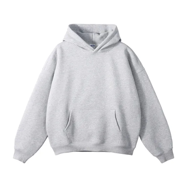 New Loose Fleece Trendy Drop Shoulder Solid Color Hoodie Gray - Shop at LoveMi