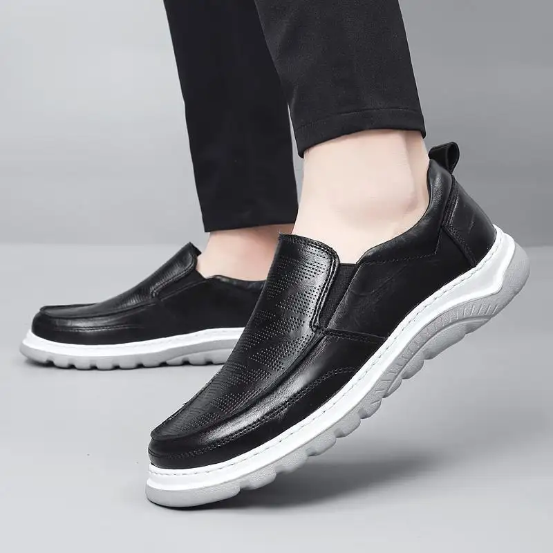 Men's Genuine Leather Perforated Loafers Shoes