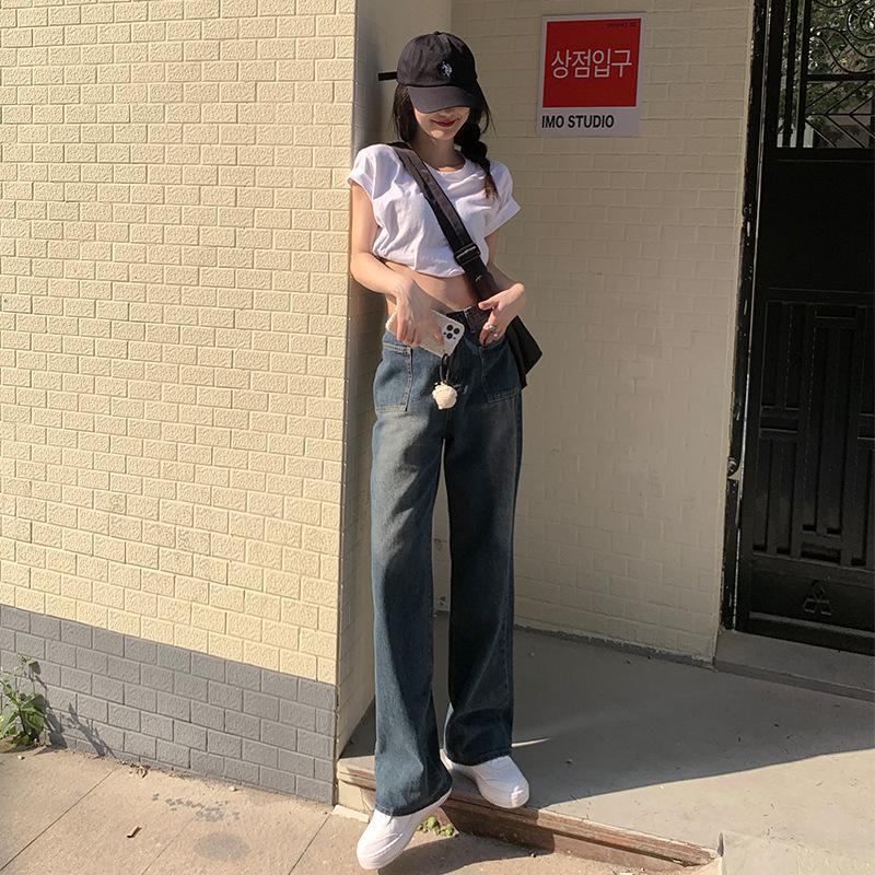 Women's American style Retro High Waist Jeans Gray - Shop at LoveMi