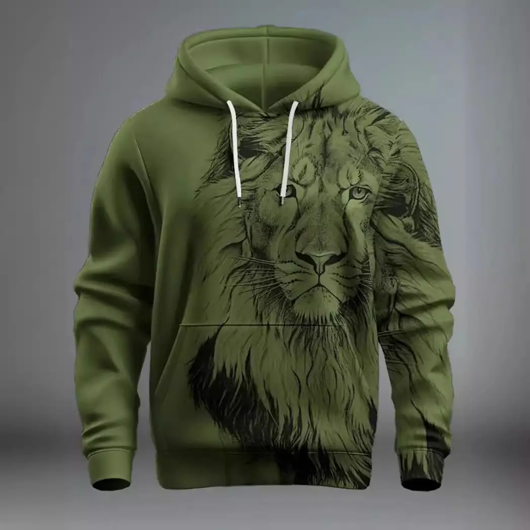 Fashion Brand Lion's Head 3D Hoodie Fashion Men And Women