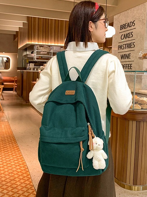 Harajuku-style Corduroy Backpack For College Classes