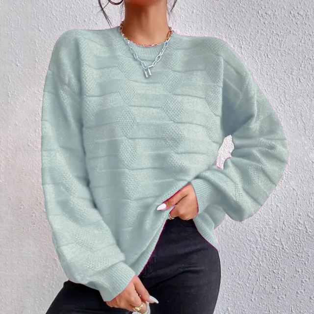 European And American Pure Color All matching Simple Fashion Sweater Light Blue - Shop at LoveMi