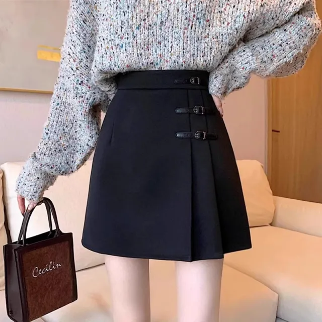 Women's High waisted Body hugging Pleated Skirt Black - Shop at LoveMi