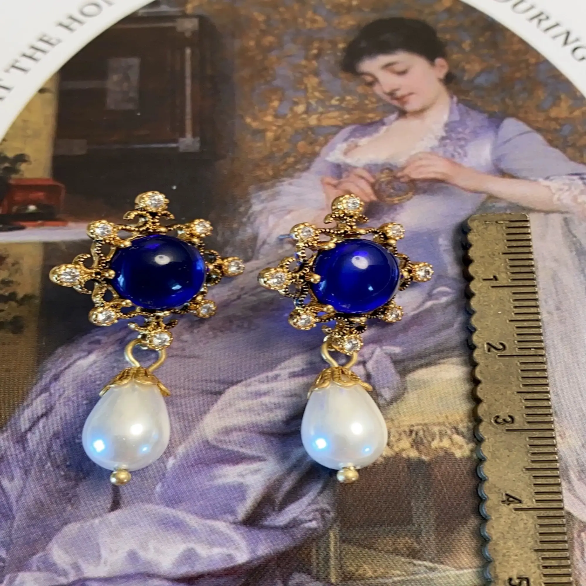 Exquisite Small Retro Colored Glaze Vintage Earrings