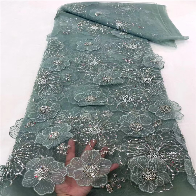 Three-dimensional Embroidered Mesh Fabric Sequin Bead Tube Embroidery - Image 13