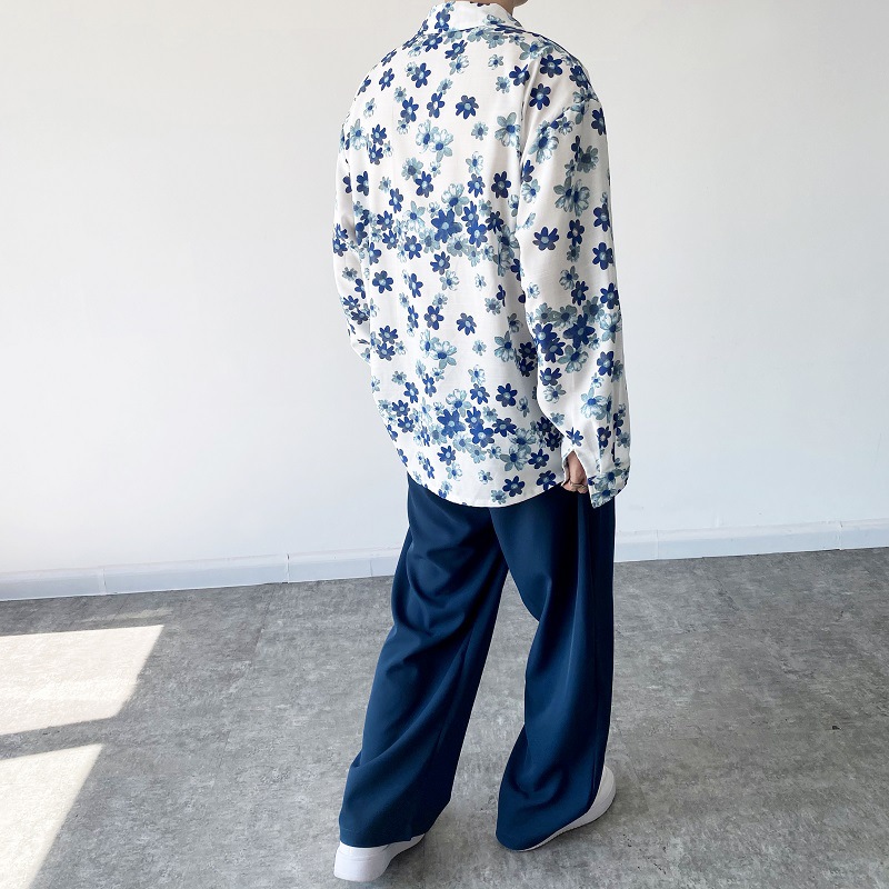 Lightly Mature Textured Ink-wash Painting-inspired Retro Suit-collar Shirt