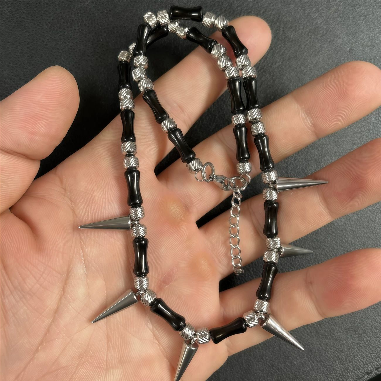 Punk Spiked Dark Studded Necklace For Men