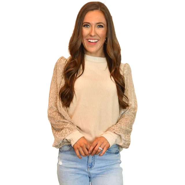 Sweater Women's Leopard Print Thread Knitted Long sleeved Top Leopard - Shop at LoveMi