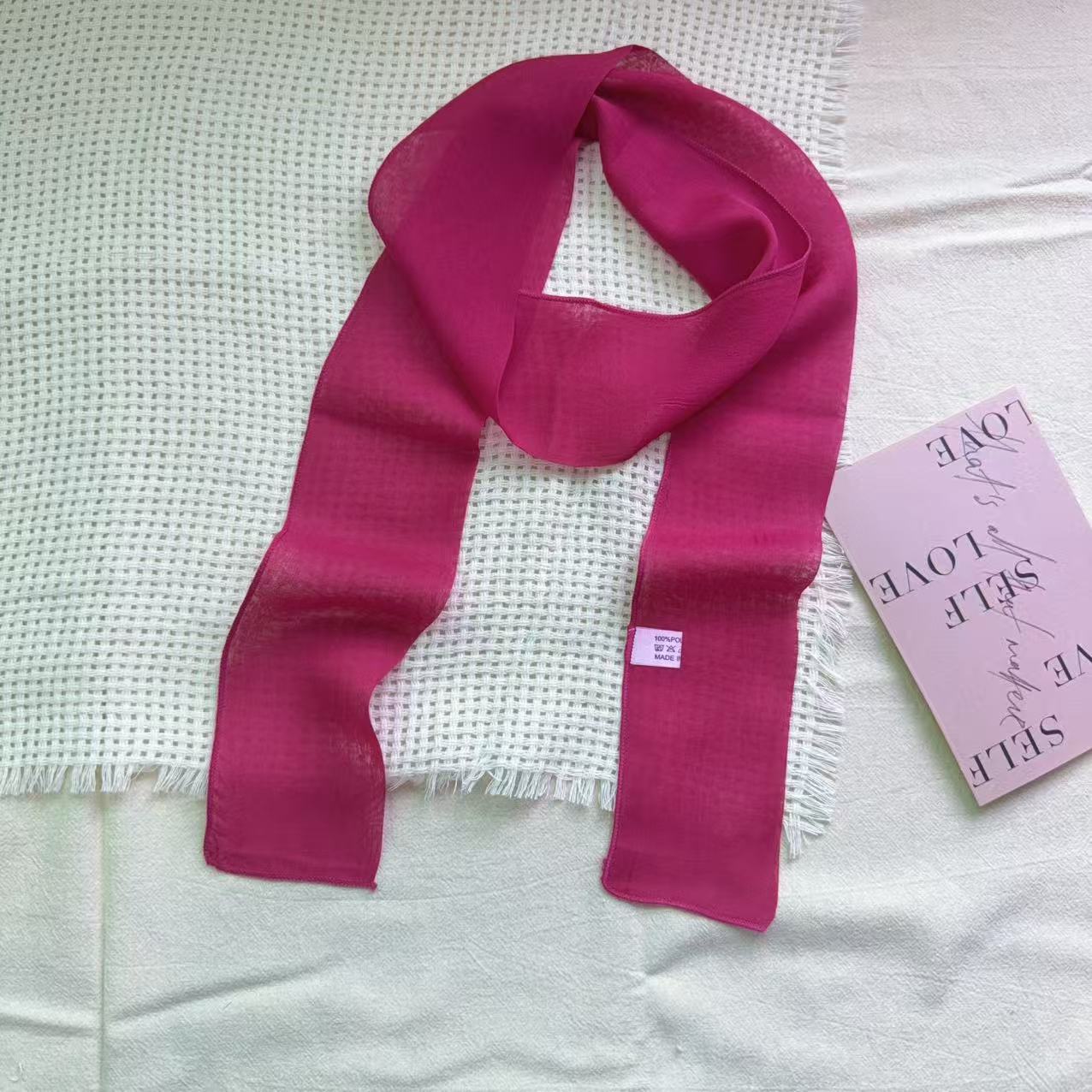 Solid-color Chiffon Long Scarf Bag Accessory