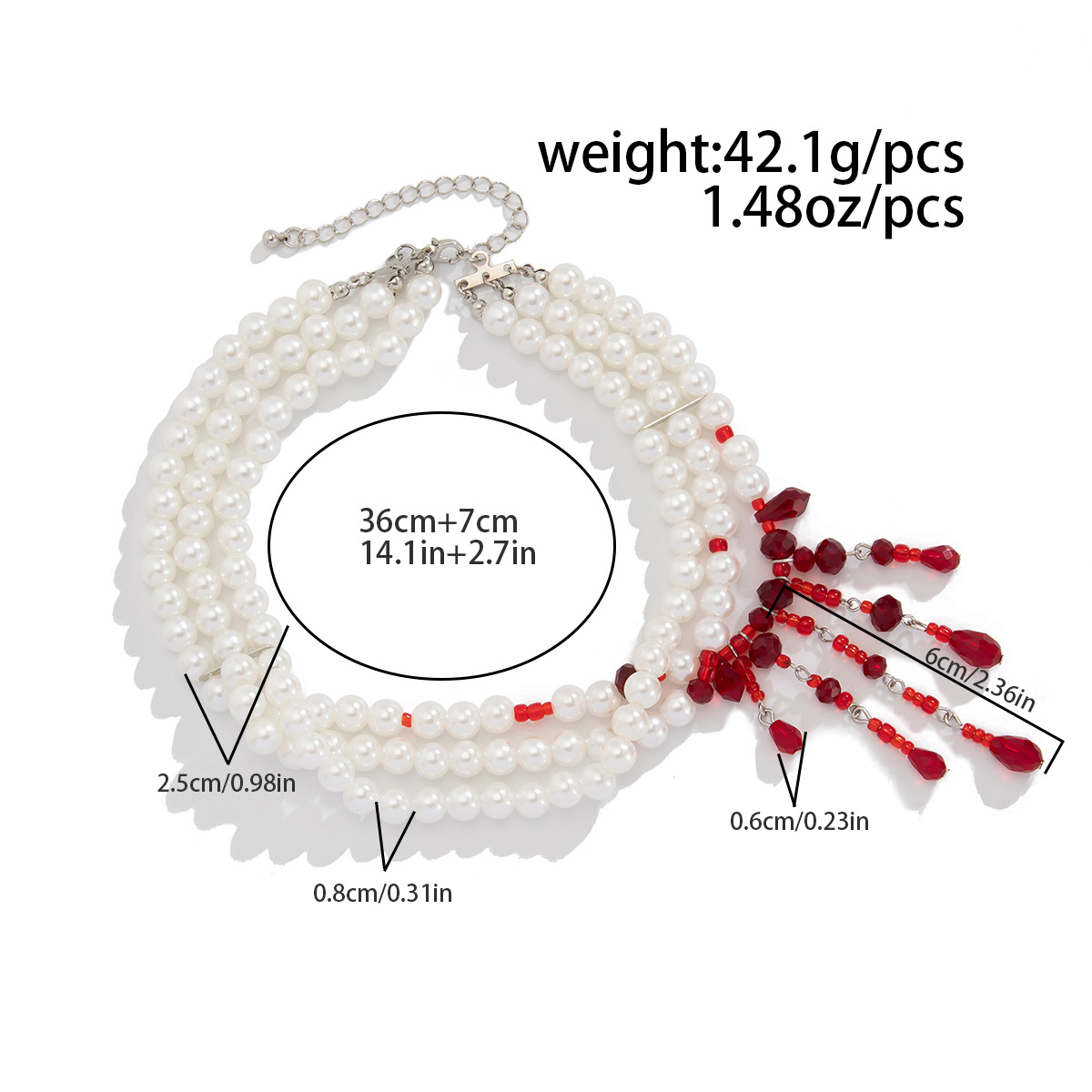 Halloween Blut Tropfen Quaste Perle Kristall Halskette - Bild 8 von 8