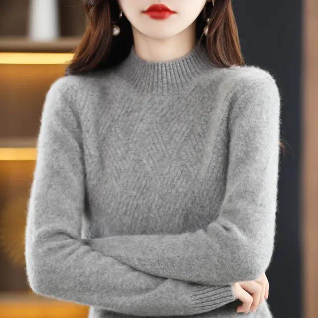 Women's Half Turtleneck Knitted Bottoming Shirt Elegant Gray - Shop at LoveMi