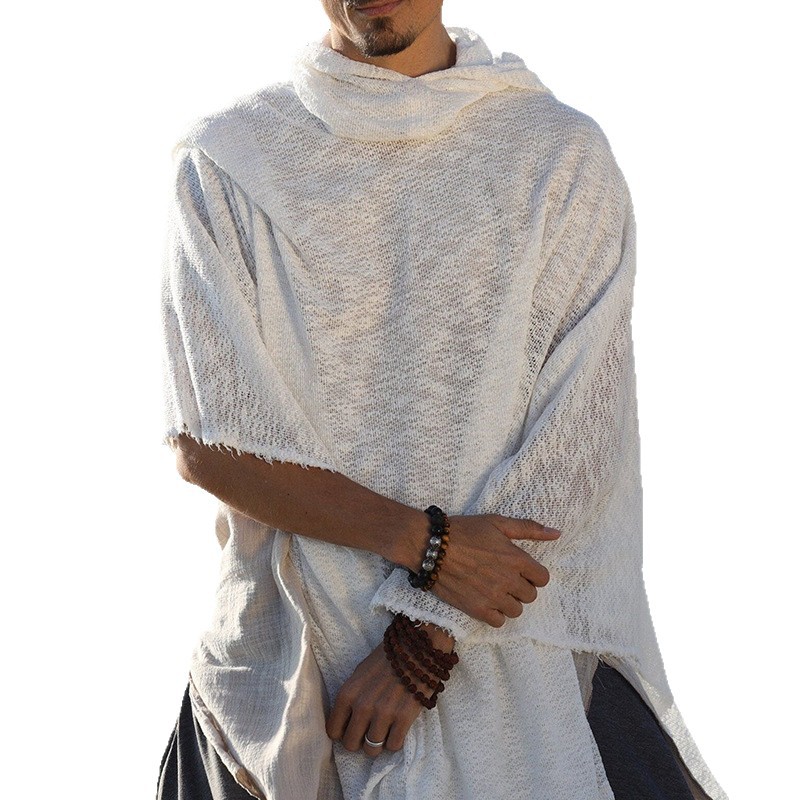 Mens Hooded Casual Cape-Style Fashion Cloak