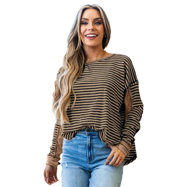 Women's Leisure Pullover All matching Striped Top Lc25133125 P1619 - Shop at LoveMi