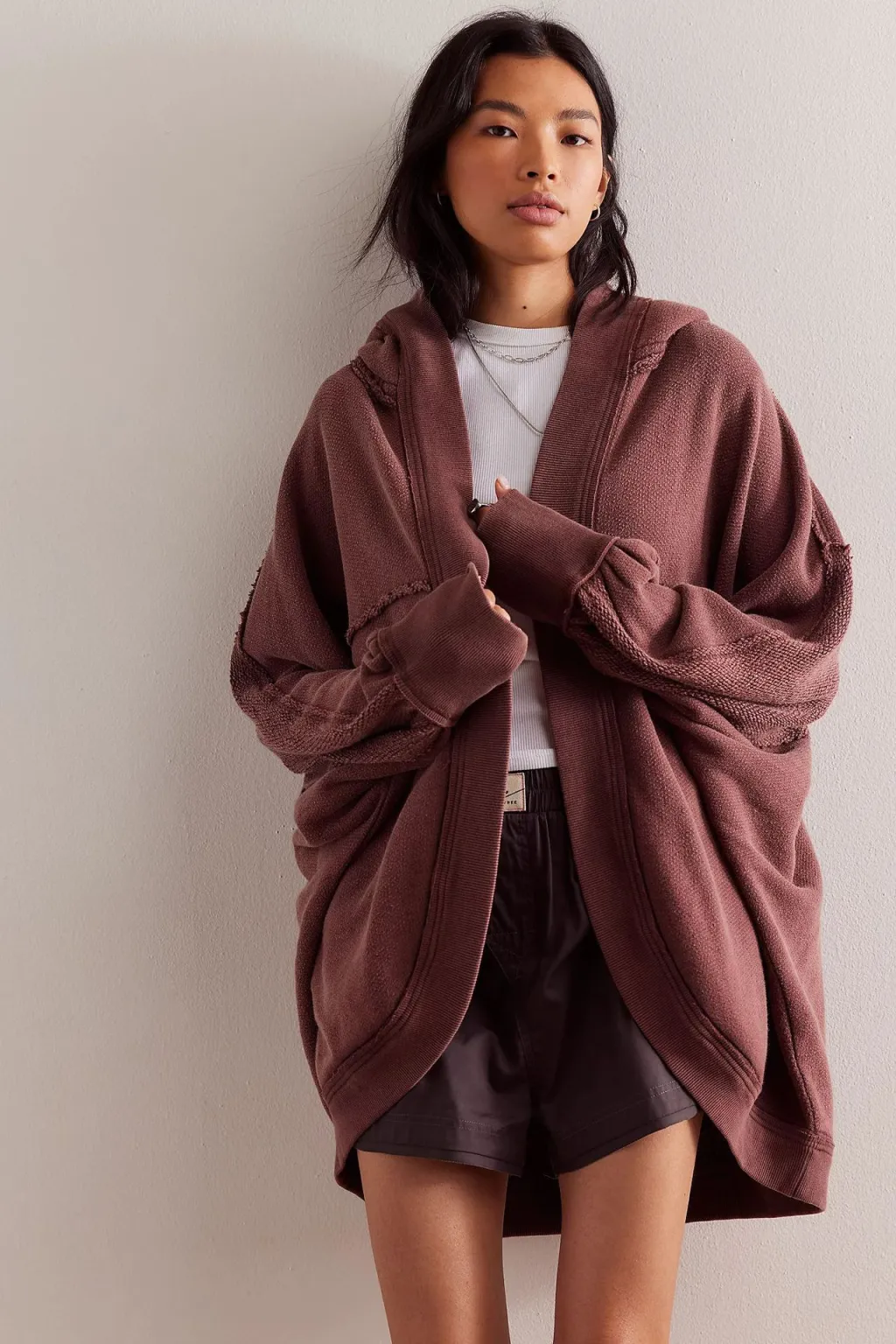 American Retro Sports Hooded Cardigan High-grade Sweater - Rouge Color