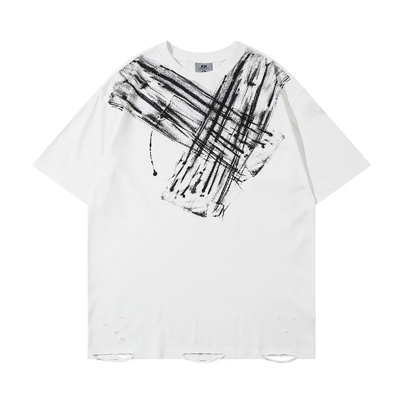 Fashion Painting Dirty T-shirt Short Sleeve Men