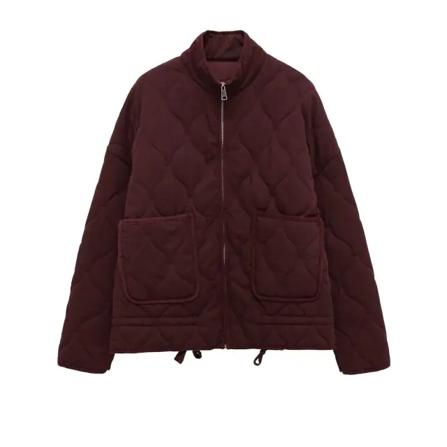 Womens Solid Color Cotton Coat For FallWinter With Lacing Red - Shop at LoveMi