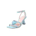 Foreign Trade Cross-Border Heart-Shaped Decorative Square-Toe Buckle Sandals view 6