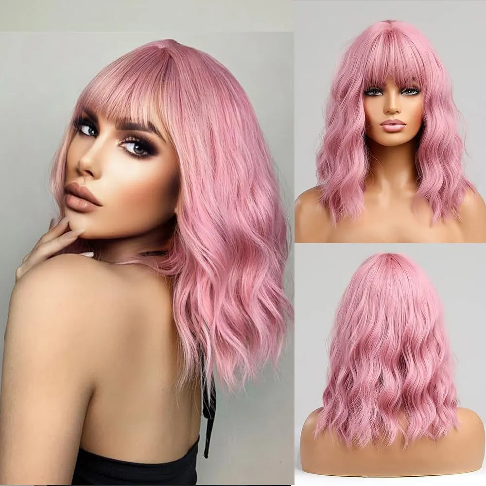 Head Fluffy Chemical Fiber Wig - Pink