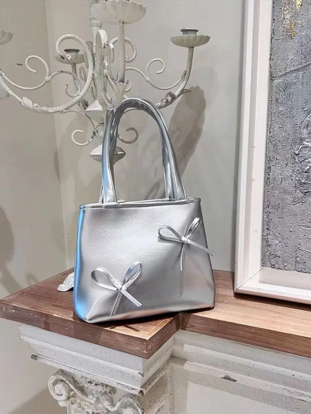 Silver Bag Mini Phone Bag Bow Silver - Shop at LoveMi