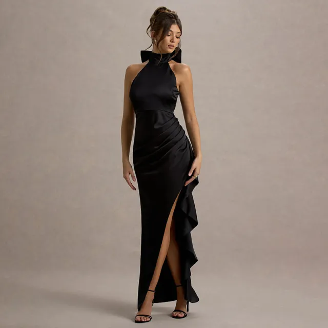 Individualized Lace trimmed Split Dress Black - Shop at LoveMi