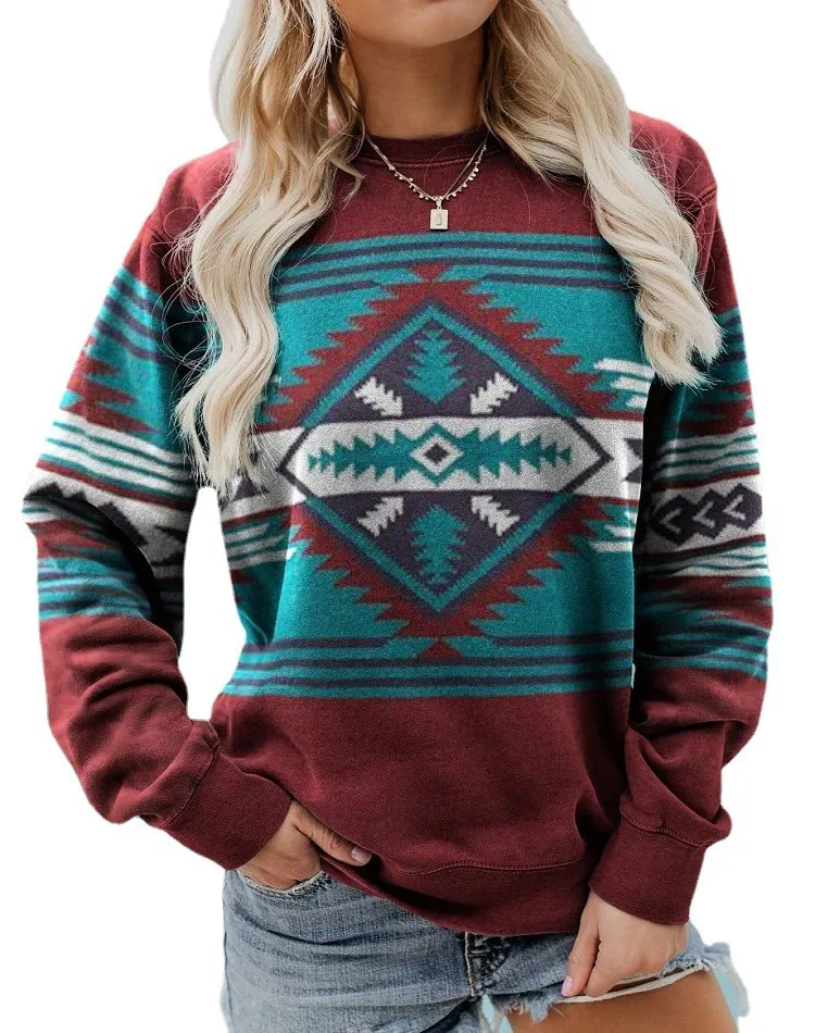 Spring And Autumn Leisure Printed Round Neck Long Sleeve - Figure 7-Xxxl
