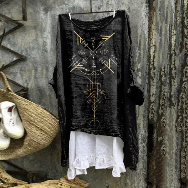 Summer Monsoon Long Sleeve Printed Urban Leisure Pullover Single Top Black - Shop at LoveMi