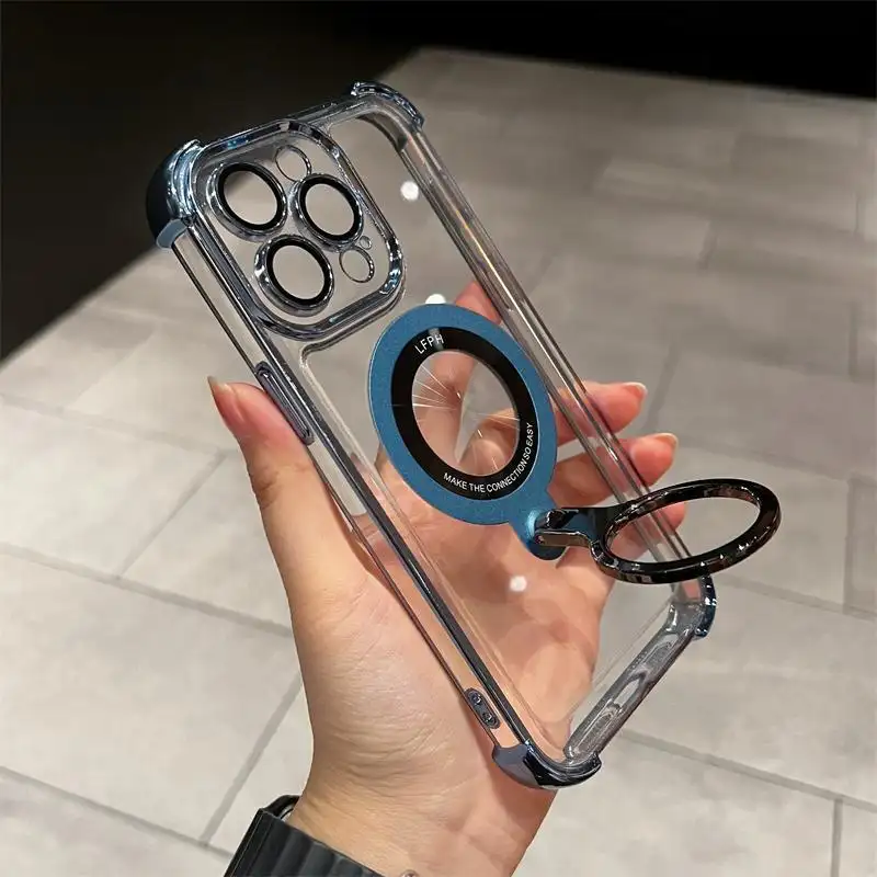 Electroplated Drop-resistant Ring Magnetic Bracket Mobile Phone Protective Case