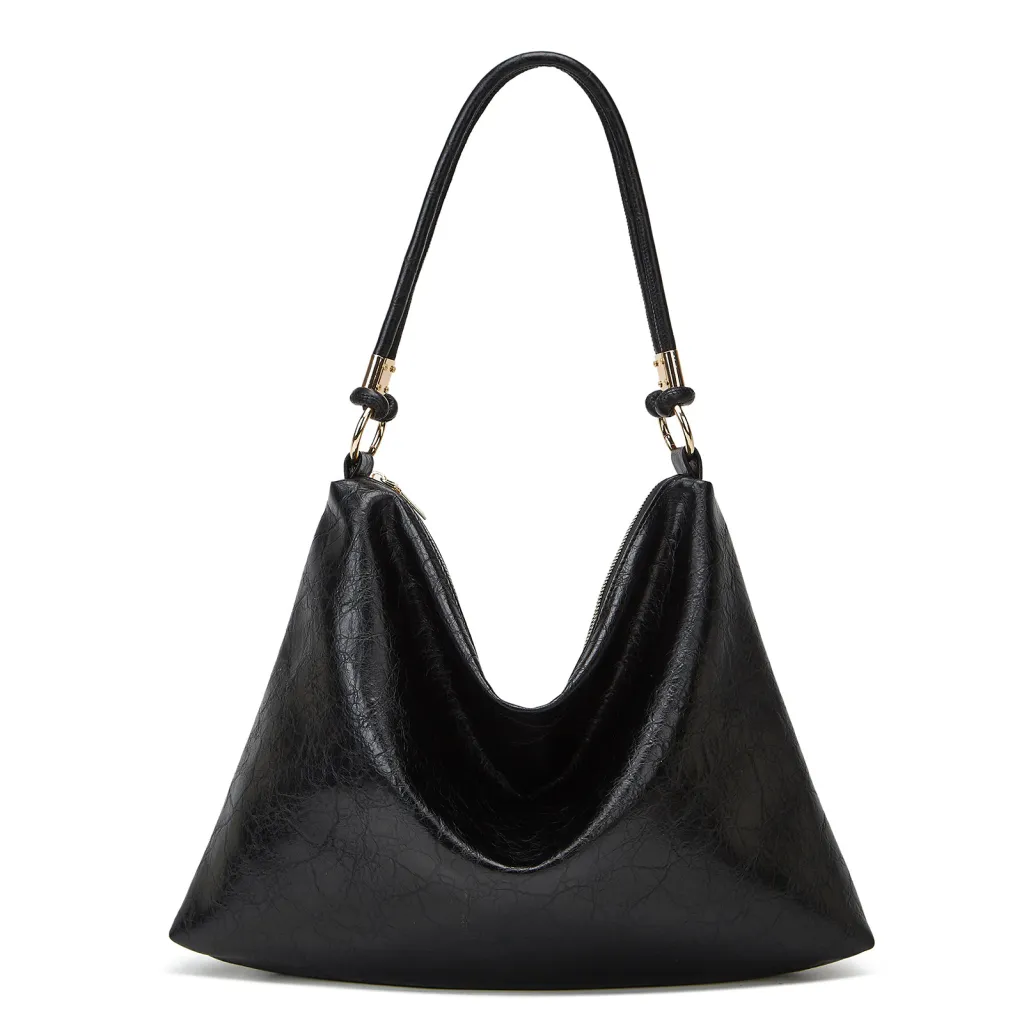 Women's Bag Handbag Large Capacity Soft Leather Vintage Tote Bag - Black