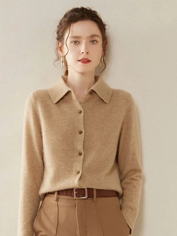 Knitted Sweat shirt Slim Fit Slim Looking Base Elegant Camel - Shop at LoveMi