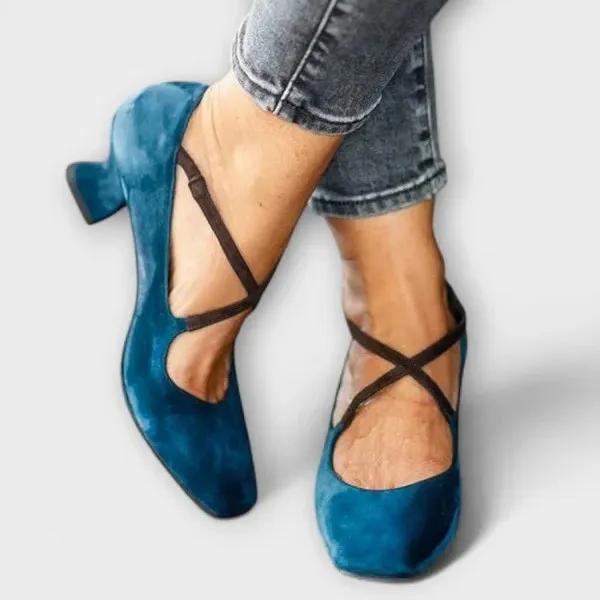 Women's Fashion Suede Low cut High Heels Blue - Shop at LoveMi