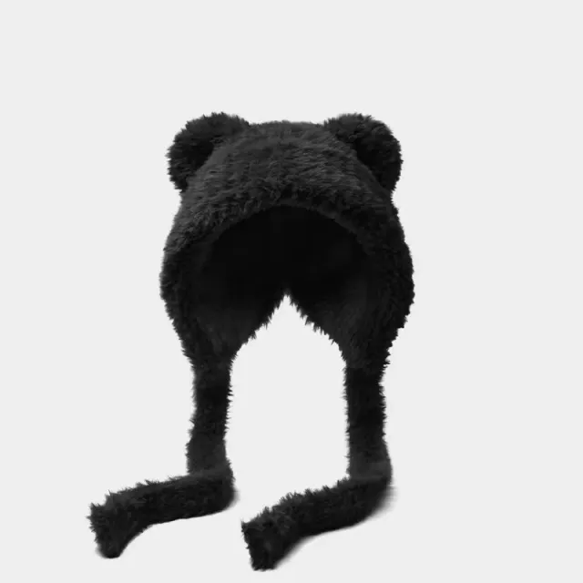 Winter Women's Korean Cartoon Earflaps Woolen Hat Black - Shop at LoveMi