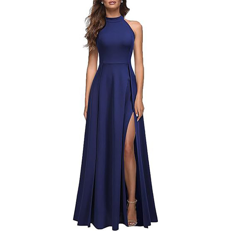 Women's Halter Evening Dress Summer Fashion Dark Blue - Shop at LoveMi