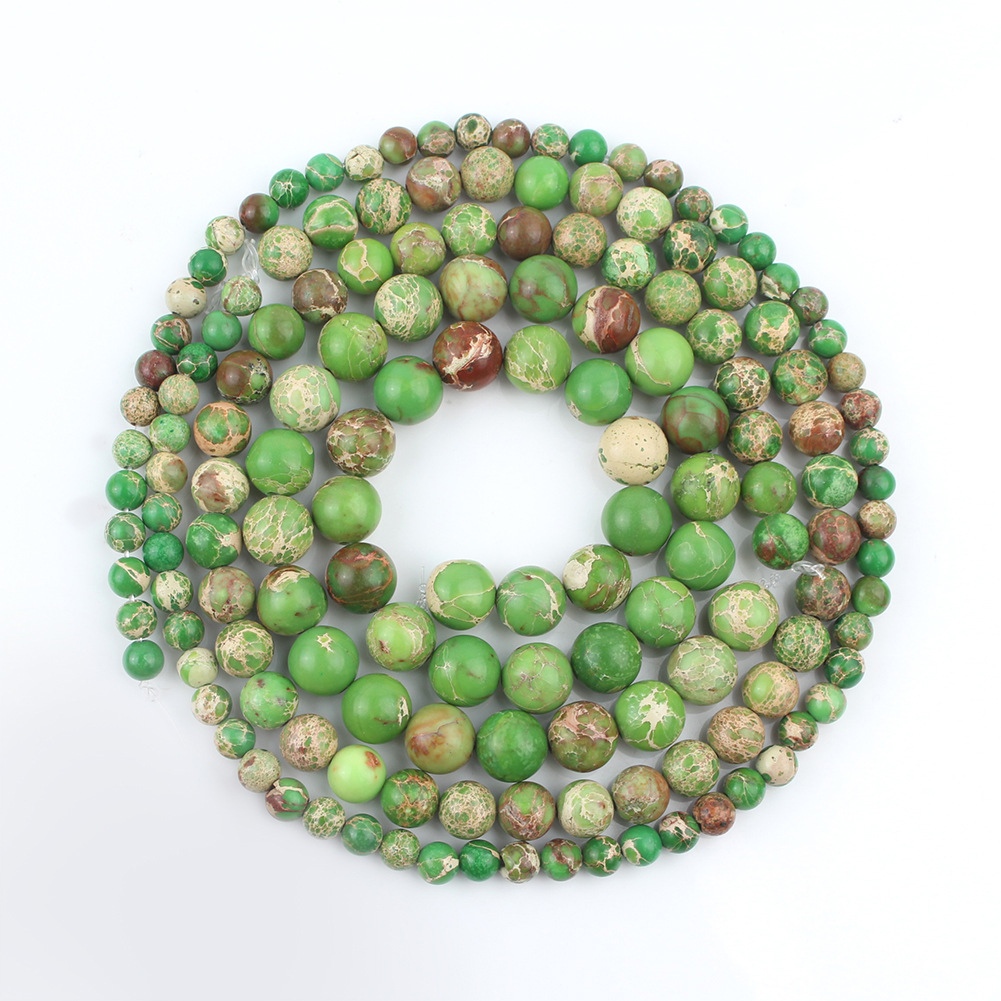 Green Emperor Stone Beads Scattered Beads Processing Material Crack Round Beads DIY Handmade Bracelet Beads Of Necklace Semi-finished Products