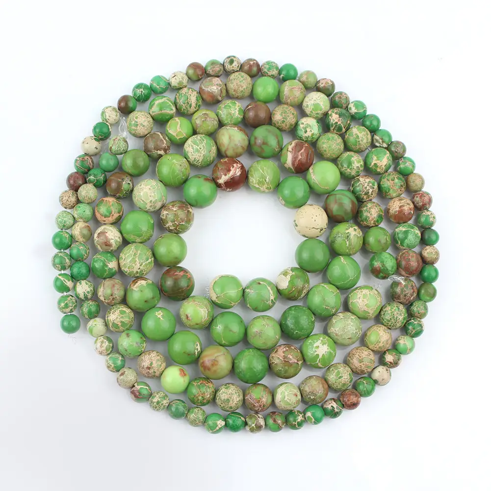 Green Emperor Stone Beads Scattered Beads Processing Material Crack Round Beads DIY Handmade Bracelet Beads Of Necklace Semi-finished Products
