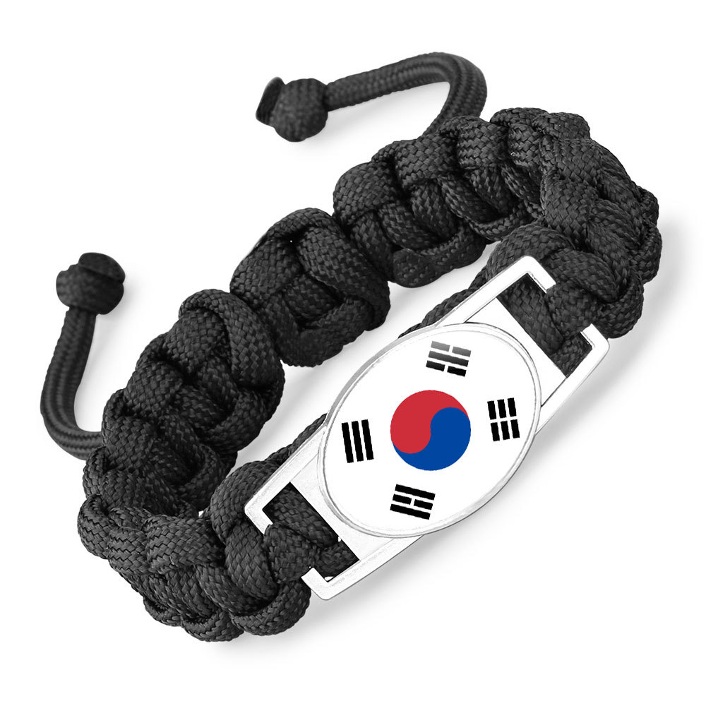Flag-pattern Woven Adjustable Paracord Bracelet
