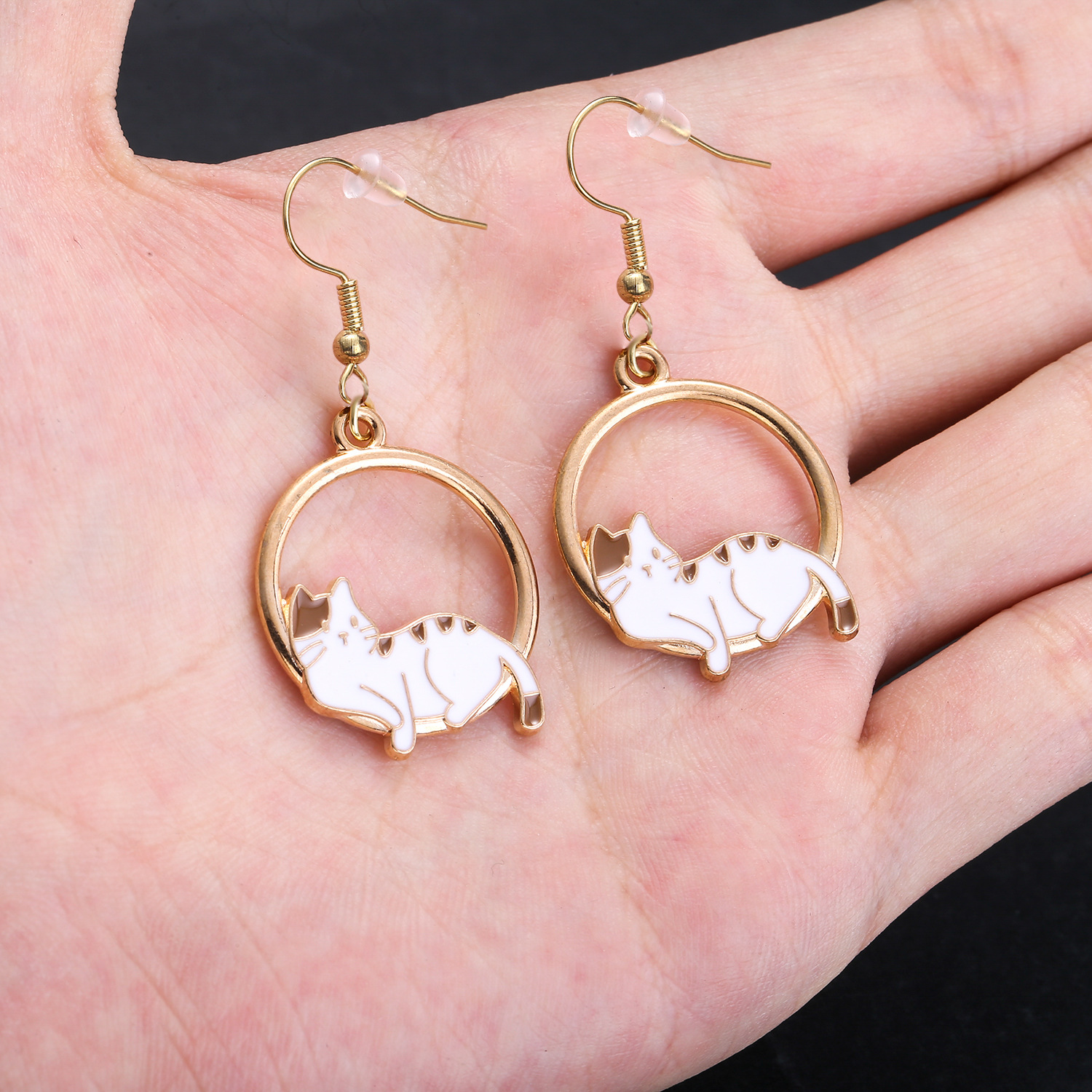 Cute Hollow Lazy Little Cat Earrings