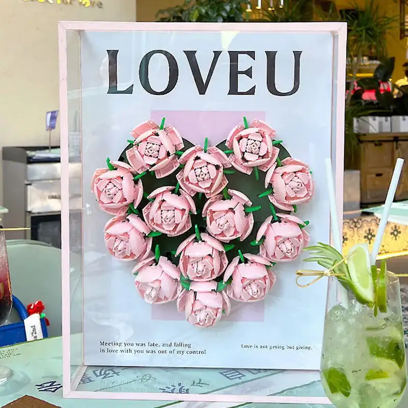 Rose Bouquet Building Blocks Gift Box DIY Handmade