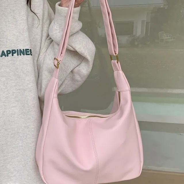 Retro Trendy Korean Style Versatile Large Capacity Shoulder Bag Pink - Shop at LoveMi