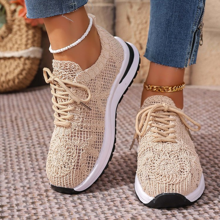 Mesh Lace Up Low Top Shoes Breathable Export Quality Lace Up Platform Sneakers