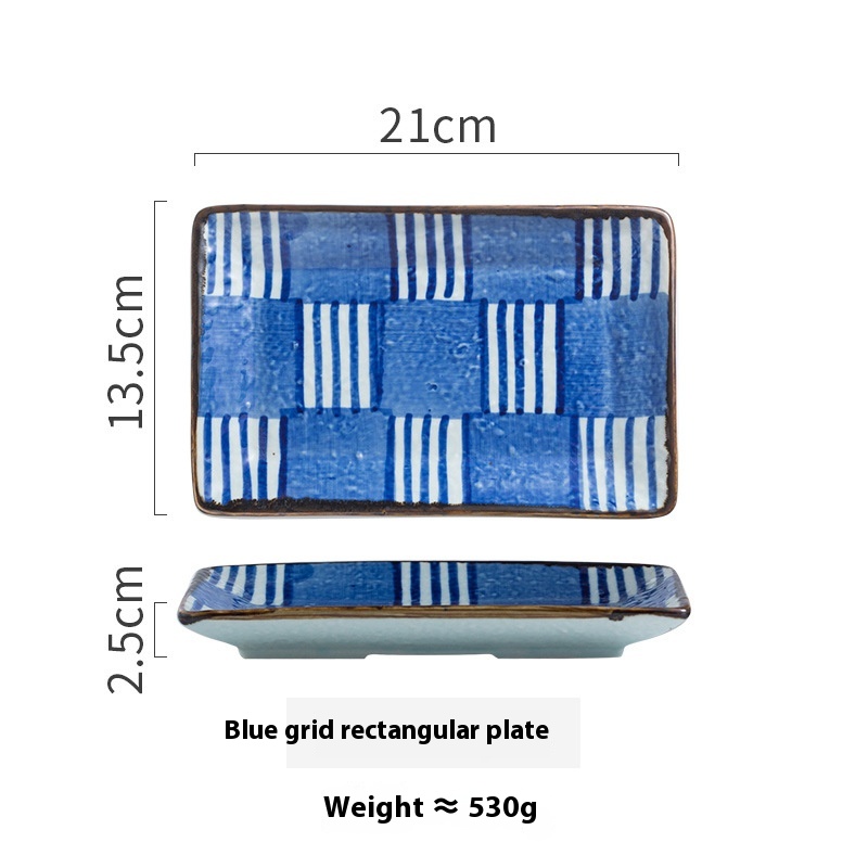 Blue Grid Rectangular Plate